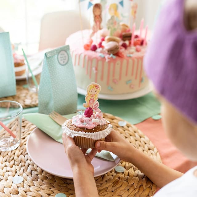 Detalle 2 de Papierdrachen Meerjungfrau Cake Topper Set 19-teilig