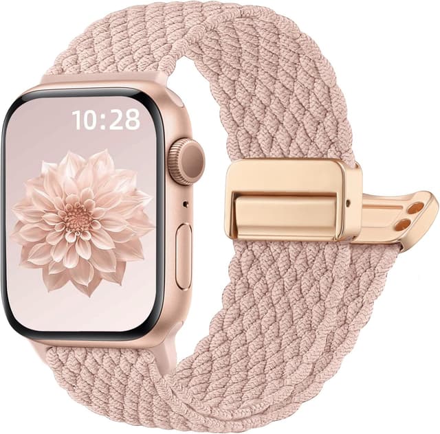 Detalle de Oielai braided nylon strap with adjustable magnetic clasp for Apple Watch (40/41, 42/44/45/46, 38/49mm compatibility)