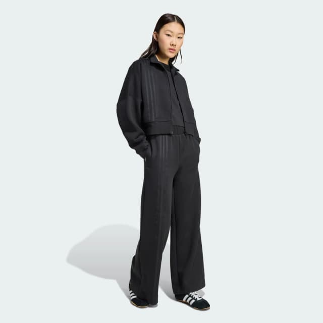 Detalle de Adidas Chaqueta con cremallera Off Placed 3 Stripes en negro