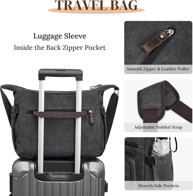 Detalle de S-ZONE messenger bag for men with crossbody strap and 13.3-inch laptop sleeve