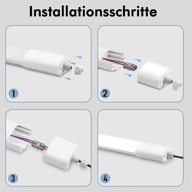 Thumbnail 6 de LEOEU 2er Set 45W LED Feuchtraumleuchte mit Bewegungsmelder (IP65, 4.000K) – 150 cm, 4.950 lm