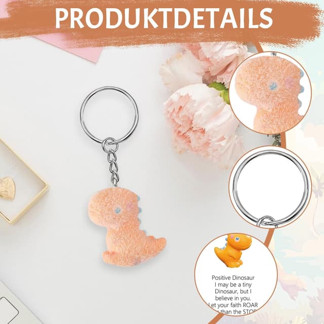 Detalle de Komergave Pocket Hug Dino Schlüsselanhänger mit Karte – Glücksbringer für die Einschulung