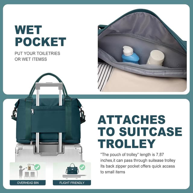 Thumbnail 6 de HPLQQ Ryanair underseat cabin bag (40x30x20) with shoe compartment and wet pocket – Peacock Blue