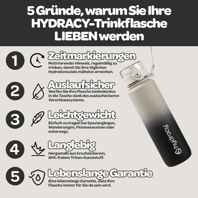 Detalle 2 de Hydracy Trinkflasche 1 Liter mit Fruchteinsatz