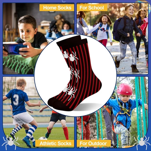 Detalle de Queenshin – Lot de 6 paires de chaussettes garçon à motifs étoiles, 3 à 14 ans (tailles 25 à 38)