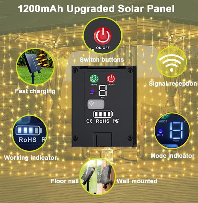 Thumbnail 5 de Redefun Catena luminosa solare 300 LED 3x3 m