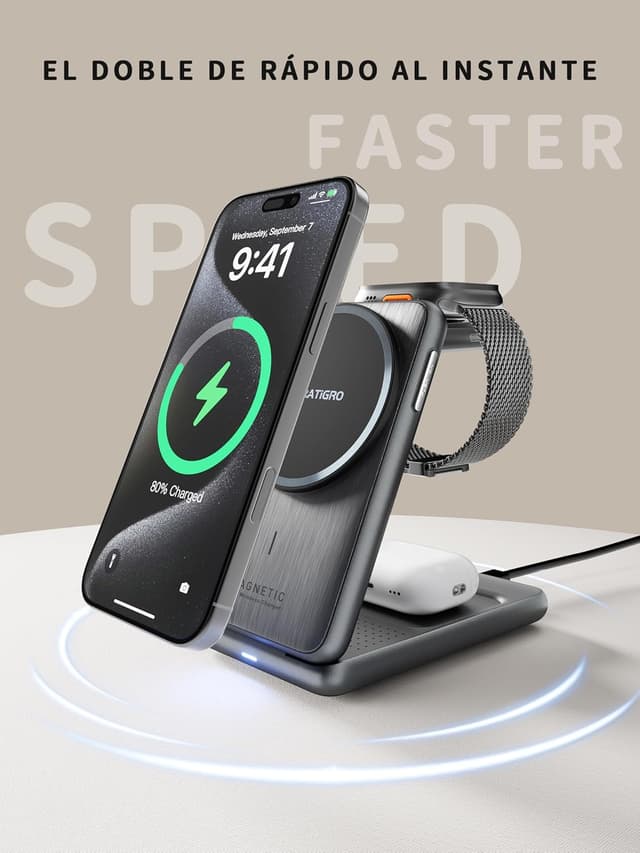 Detalle 2 de tigratigro Cargador inalámbrico 3 en 1 15 W