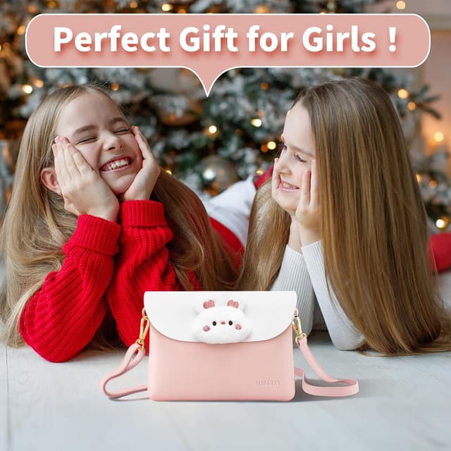 Detalle de Small Crossbody Bag for Teens & Girls (PU Leather) – Adjustable Strap, Snap Closure & Cute Charms