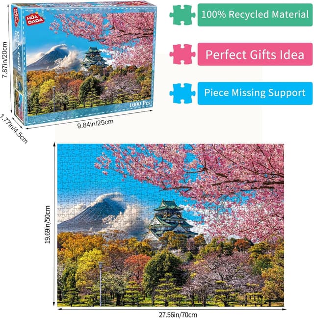 Detalle de Osaka Castle Fuji Cherry Blossom 1000-Piece Jigsaw Puzzle for Adults