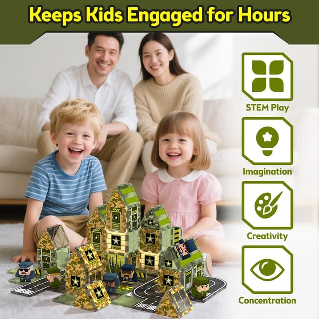 Thumbnail 4 de GobiDex 100PCS Magnetic Military Tiles 100pcs