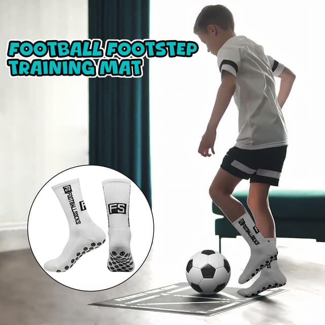 Detalle 2 de Cartlant Fußballmatte für Ballkontrolle mit Socken (90 x 60 cm) – Trainings-Übungsmatte für Kinder