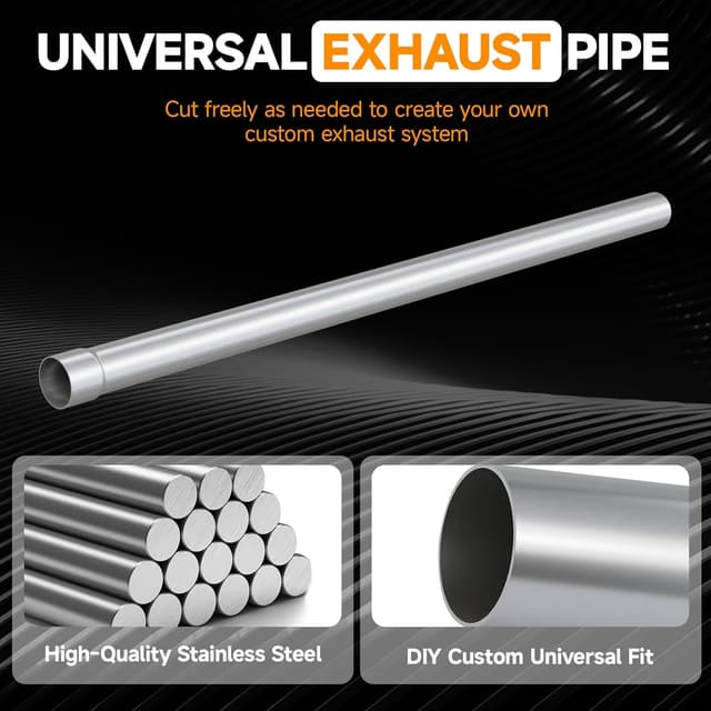 Detalle 2 de A-KARCK Straight Exhaust Pipe Mandrel Tube (2.5 in OD) — Stainless Steel 30 in