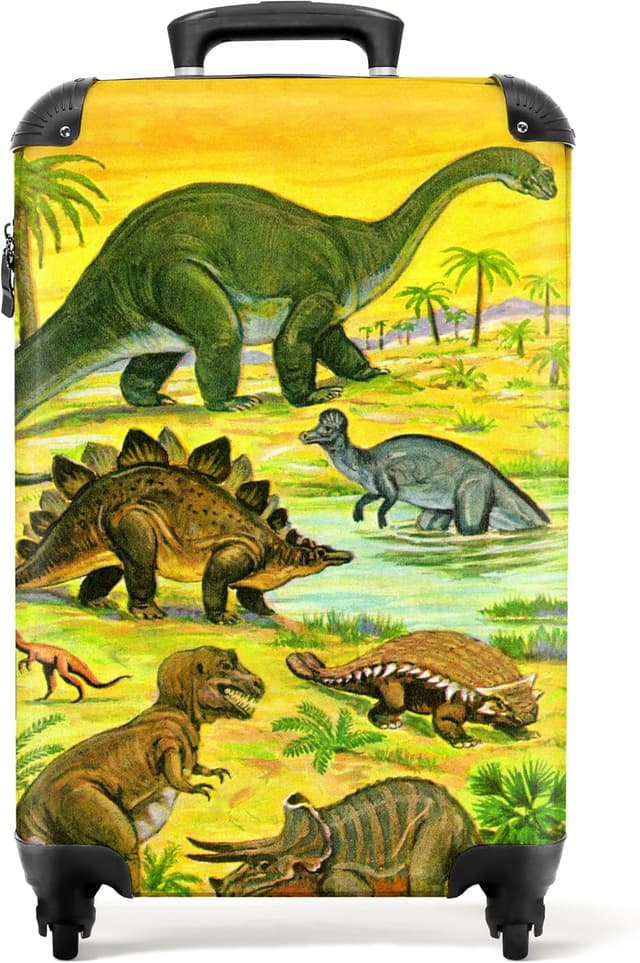 Detalle de Valigia per bambini NoBoringSuitcases.com con trolley, dinosauri (55x40x20 cm)