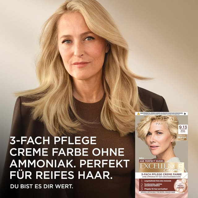 Detalle de L’Oréal Paris Excellence Creme Age Perfect Nudes 9.13 Beige Blond – ammoniakfreie Dauerfarbe für sensible Kopfhaut