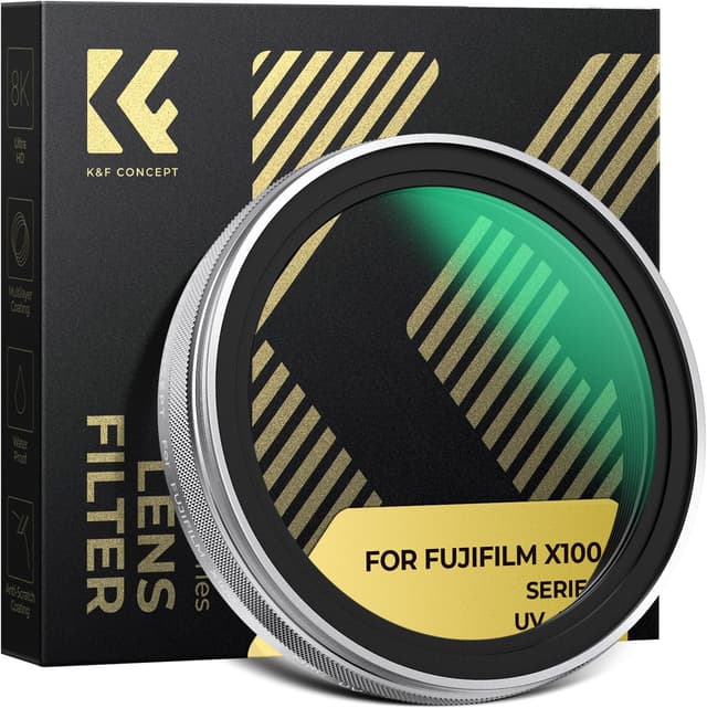 Detalle de K&F CONCEPT UV-Filter für Fujifilm X100-Serie (X100/X100F/X100S/X100T/X100V/X100VI), Schutzfilter in Silber