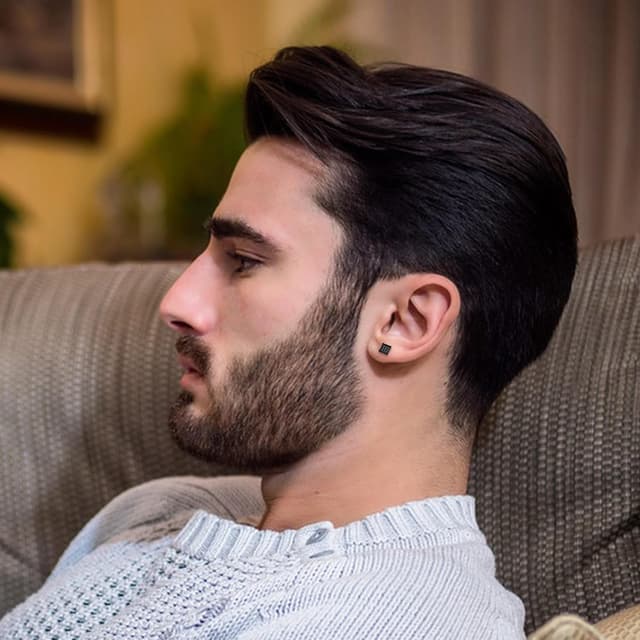 Detalle de BVLAGIDA – Lot de 12 paires de boucles d’oreilles pour homme en acier inoxydable (clous, noir/argent/or)