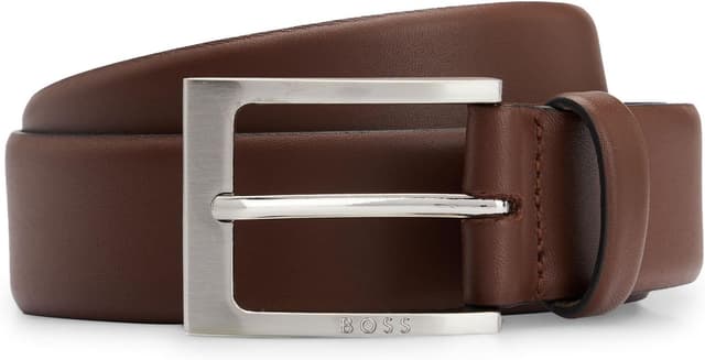 Detalle de Ceinture en cuir BOSS Barnabie pour homme, boucle à ardillon