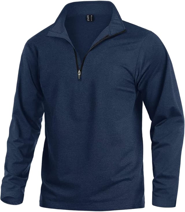 Detalle de KEFITEVD Herren 1/4-Zip Fleece Pullover – Langarm Funktionsshirt zum Wandern, Radfahren & Sport