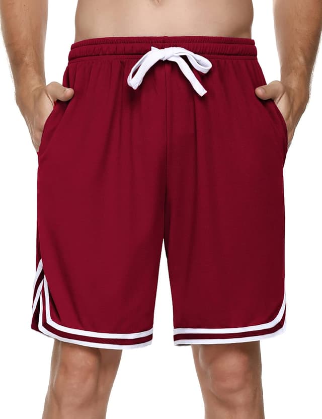 Detalle de Litherday Herren-Sportshorts Shorts mit Streifen, atmungsaktiv & elastischer Bund