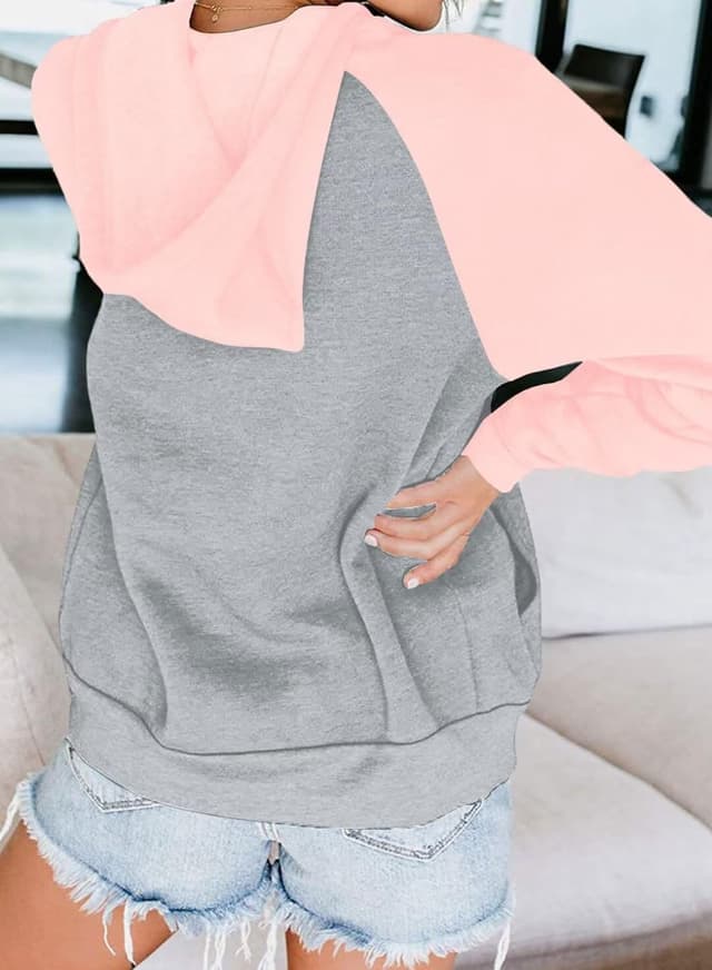 Detalle de LACOZY women’s long sleeve zip-up hoodie jacket with colour block design and pockets