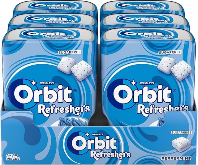 Detalle de Orbit Refreshers, Chicles Sin Azúcar Sabor Menta 🍃 - 6 x 30