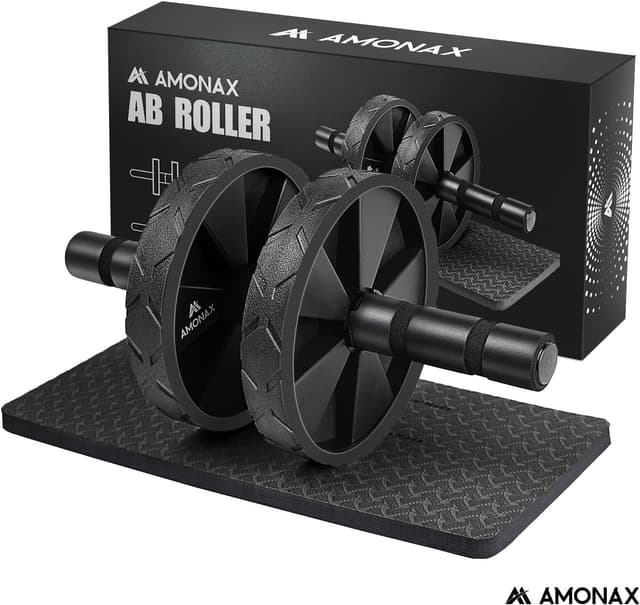 Detalle de Amonax Convertible Ab Wheel Roller with Large Knee Mat – double wheel core rollout trainer for home or gym