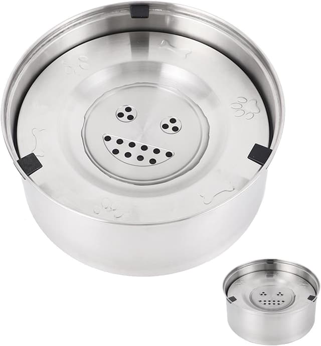 Detalle de CAISHOW 3L/106 oz No-Spill Stainless Steel Dog Water Bowl with Slow Feeder