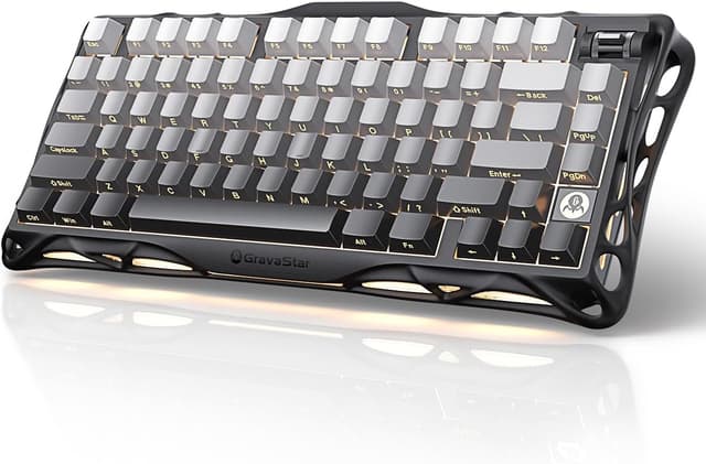 Detalle de GravaStar Mercury K1 75% Mechanische Gaming-Tastatur mit Exoskelett aus Aluminium, Hot-Swap und Kailh-Linear-Schaltern