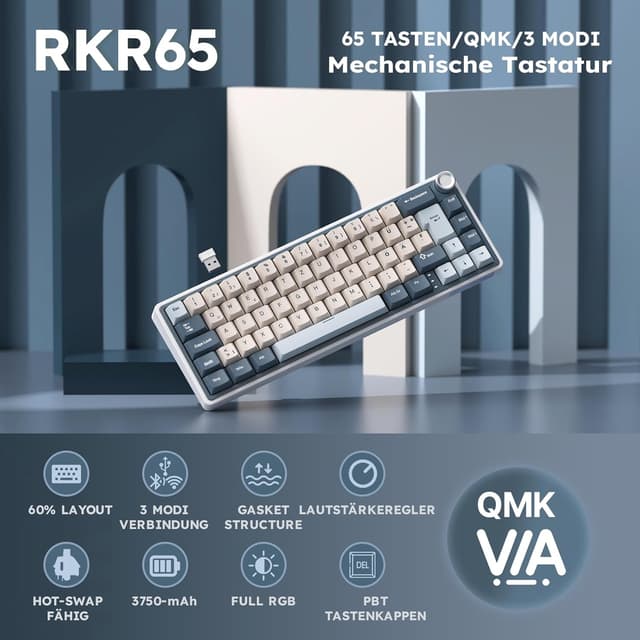 Thumbnail 1 de RK ROYAL KLUDGE R65 mechanische Tastatur 60% QWERTZ ⌨