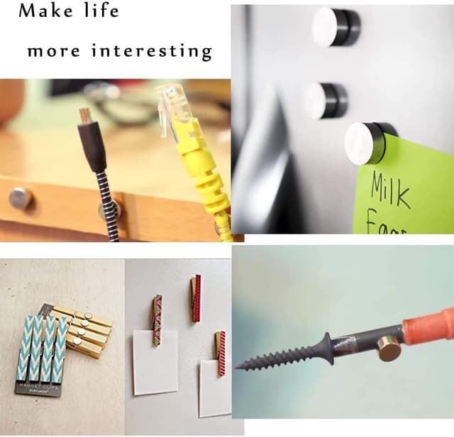 Detalle de Yizhet 50 Pack of 10 x 2 mm Neodymium magnets (small mini whiteboard, fridge & DIY) – white