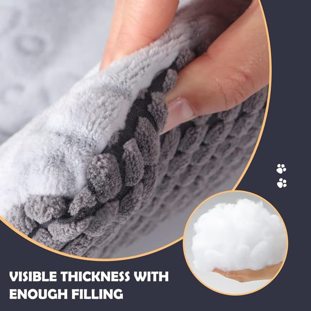 Thumbnail 6 de IEUUMLER Hundebett Waschbare Hundematte FC014 (Grau, 91 × 58 cm) – reversible Flauschdecke zum Unterwegs