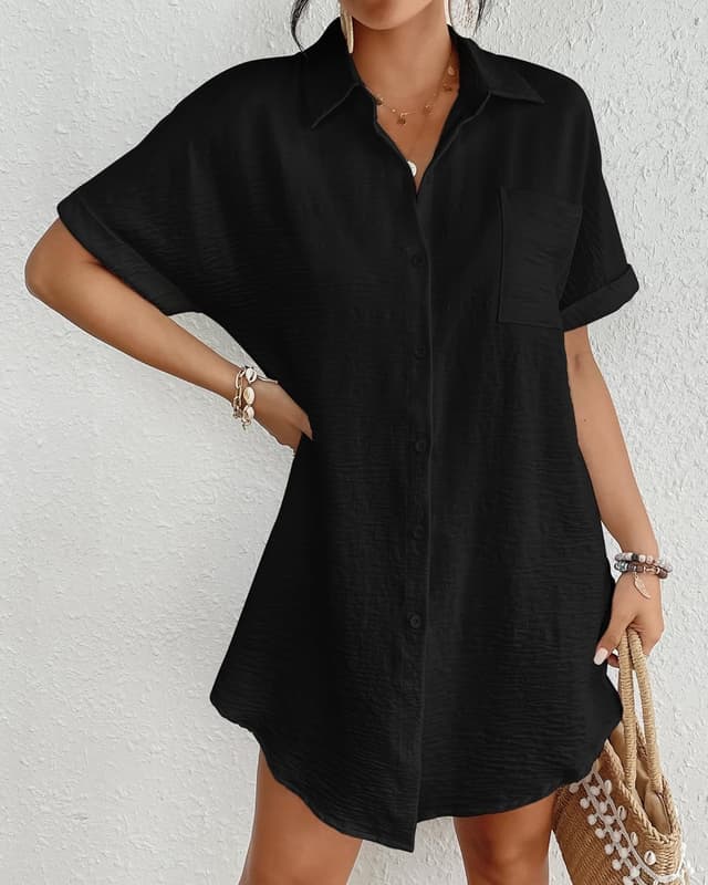 Detalle 2 de Bsubseach Swimsuit Coverup Shirt Dress XS–3XL
