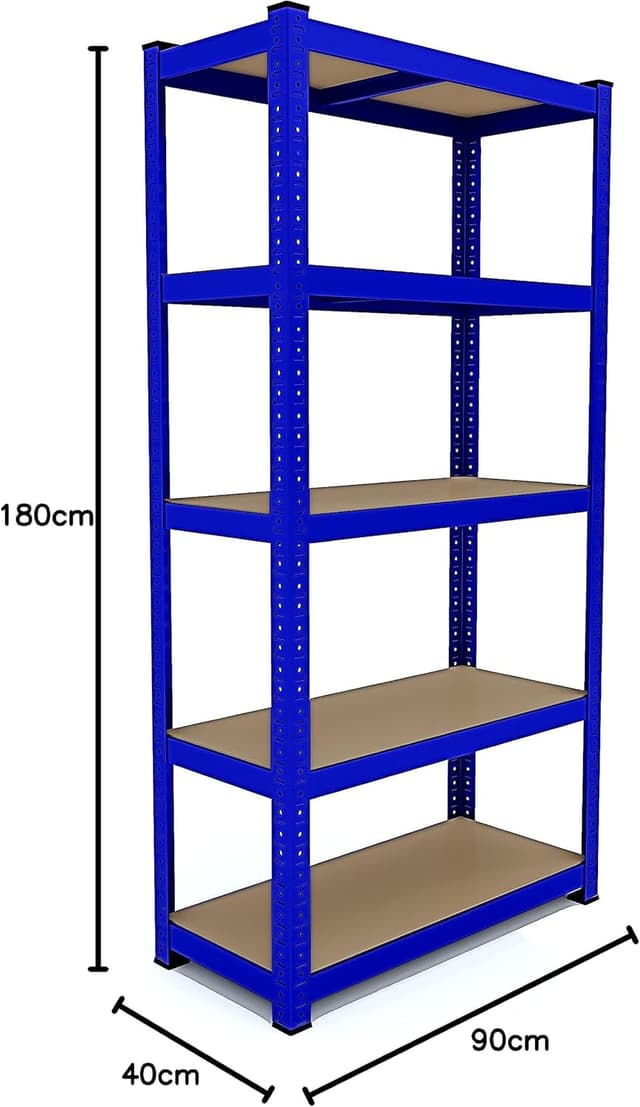 Detalle de Arreditaly Scaffale in metallo e MDF Racine con 5 ripiani regolabili, portata fino a 875 kg, 180 x 90 x 40 cm (blu)