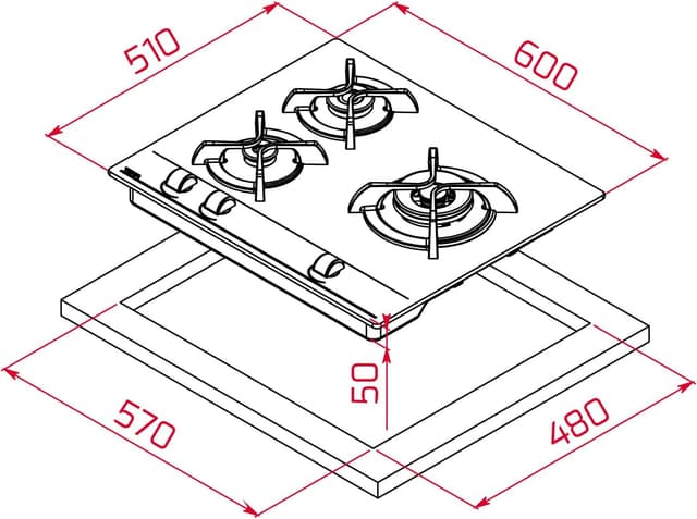 Thumbnail 5 de Teka GBC 63010 Placa gas 60 cm 3 fuegos