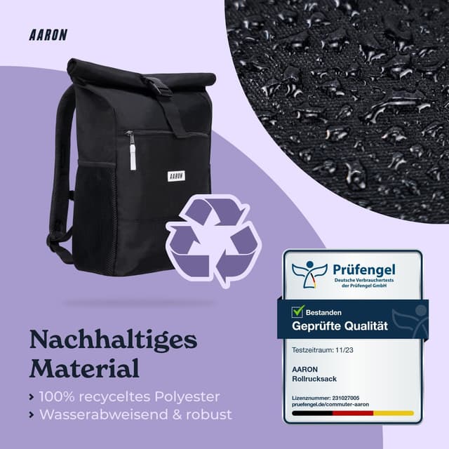 Detalle 2 de Rolltop Rucksack mit Laptopfach 18–26 L