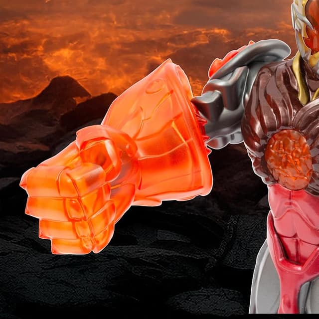 Detalle de Gormiti Fireon con Arma y Armadura Metálica