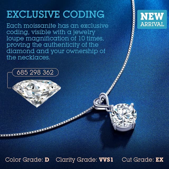 Thumbnail 2 de ONLYLIKE Heart Moissanite Necklace 1 CT đź’Ž