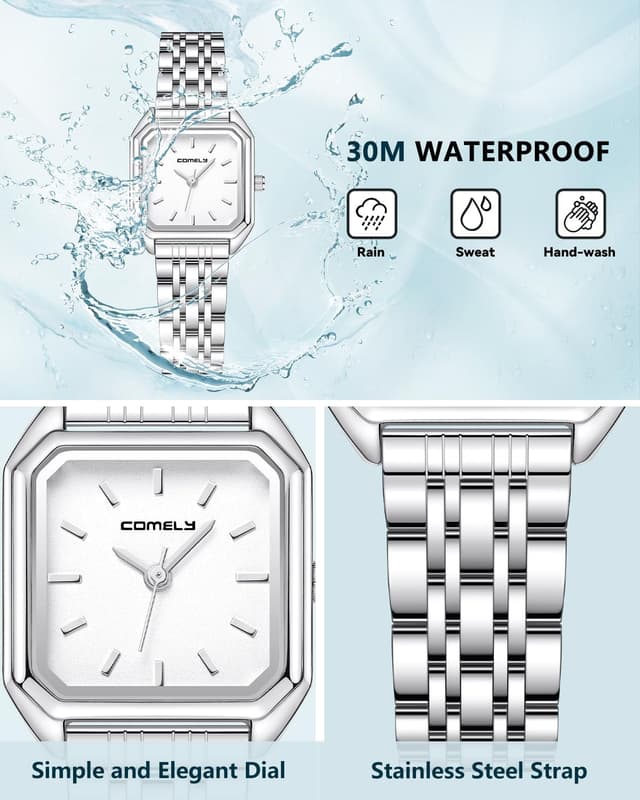 Thumbnail 6 de CIVO Armbanduhr Damen Klein Analog – quadratisches Edelstahl-Design, wasserdicht (3ATM)