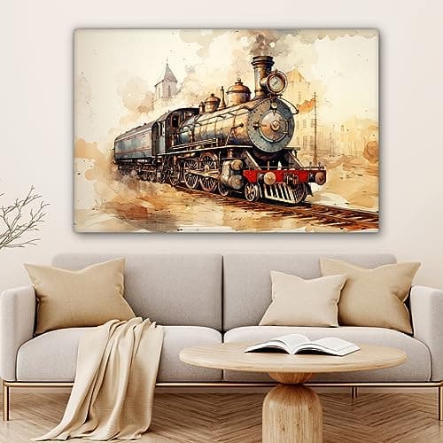 Detalle de MuchoWow Tableau Murale Train 120x80 cm