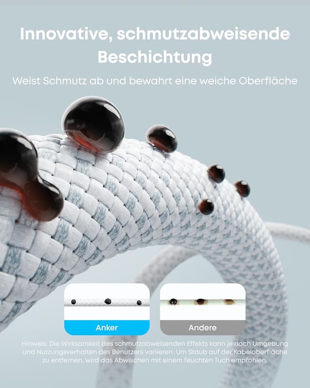 Detalle 2 de Anker 240W USB‑C auf USB‑C Kabel (1,8 m) mit PD 3.1 Schnellladen