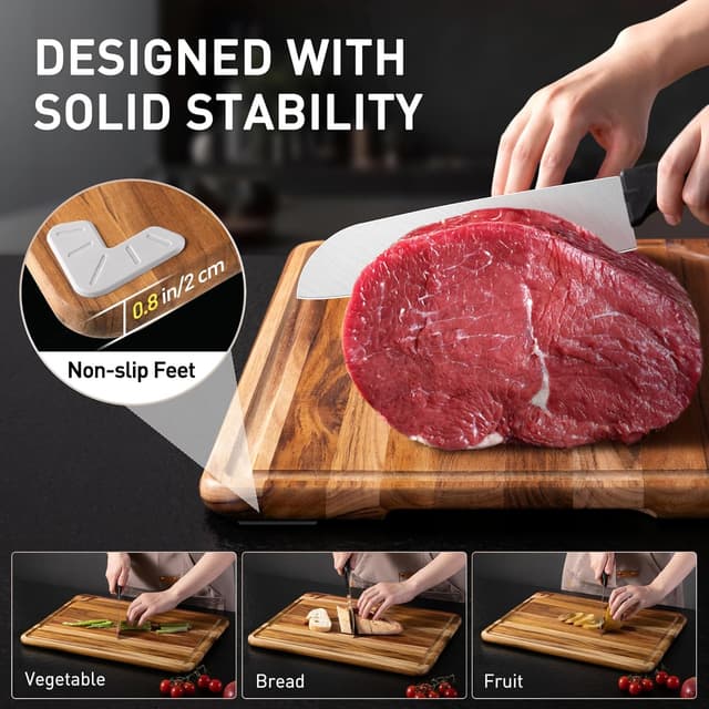 Thumbnail 5 de Teak Wood Cutting Board Set 3-Pack 🍽