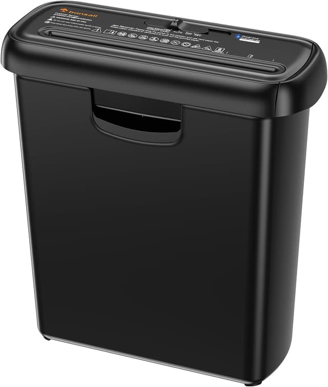 Detalle de Bonsaii S123-A Aufsatz-Aktenvernichter (P2), Streifenschnitt für 6 Blätter, 9‑Liter Papierkorb