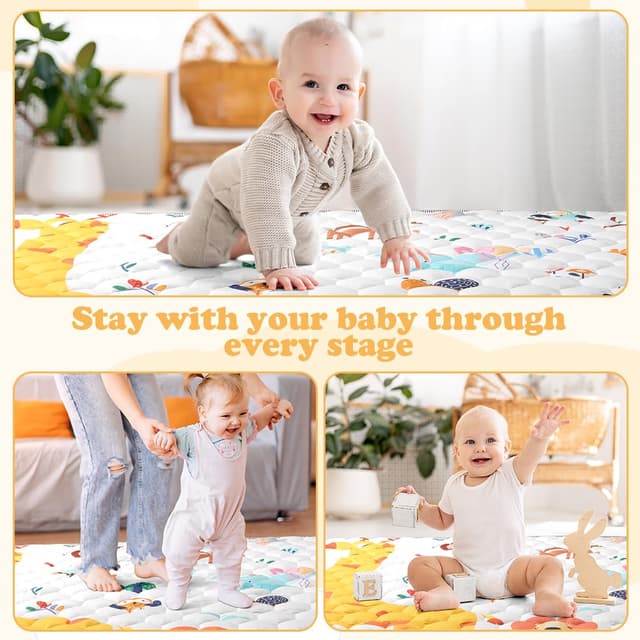 Thumbnail 6 de Aolso Baby Spielmatte 127x127 cm – faltbare Krabbeldecke mit rutschfestem Silikon (Landtiere)