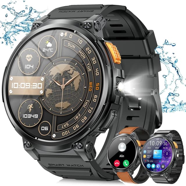 Detalle de Montre connectée homme avec appels Bluetooth et écran HD 1,85" – Étanchéité IP68, batterie 730 mAh