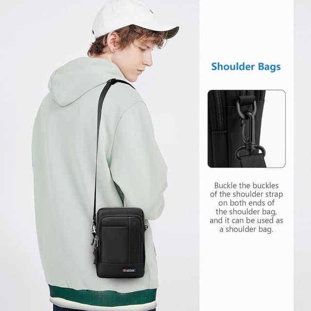 Thumbnail 6 de SPAHER Borsello uomo con tracolla regolabile 3 in 1 per cellulare, impermeabile in nylon