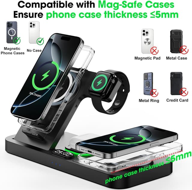 Thumbnail 5 de Dual Phone Magnetic Charging Station with Clock