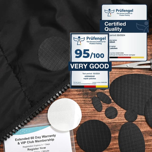 Detalle de aZengear Toppe di riparazione autoadesive impermeabili (11 pezzi, nero) per piumini, giacche e tessuti