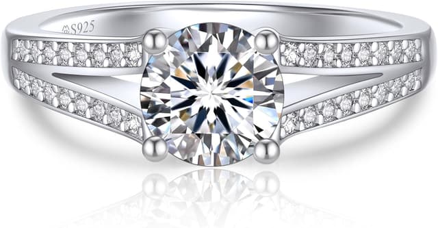 Detalle de MomentWish Verlobungsring für Damen mit 1 Karat Moissanit und 925er Sterling Silber