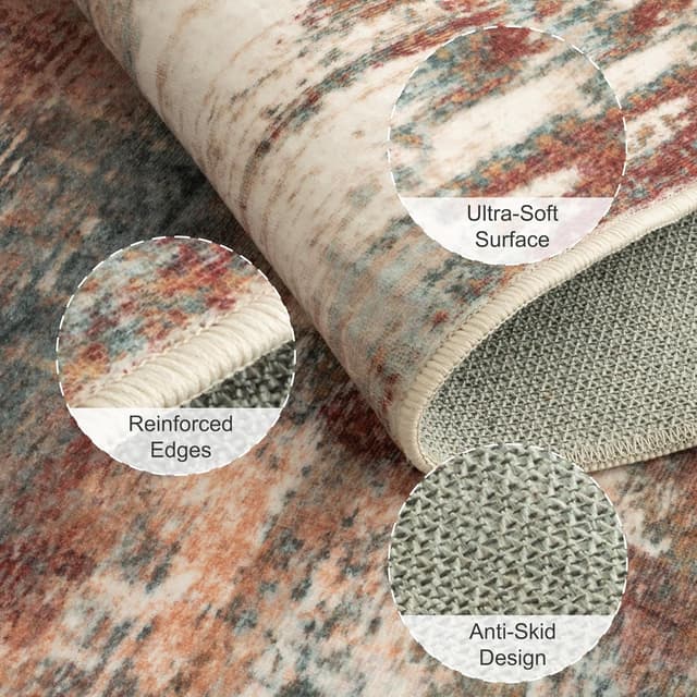 Detalle de Tapis de salon moderne DEFYNEE 120 x 180 cm à poils courts antidérapant et lavable