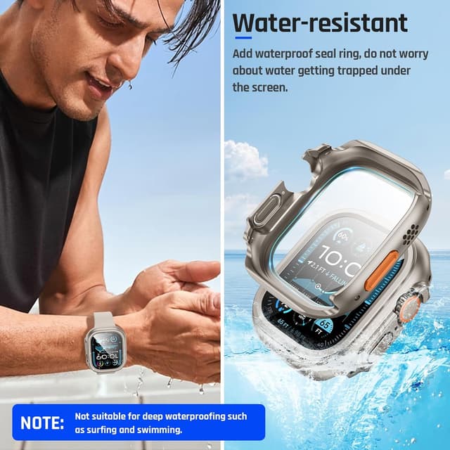 Detalle de Goton Waterproof Case for Apple Watch Ultra 3/2/1 49mm with Tempered Glass Screen Protector